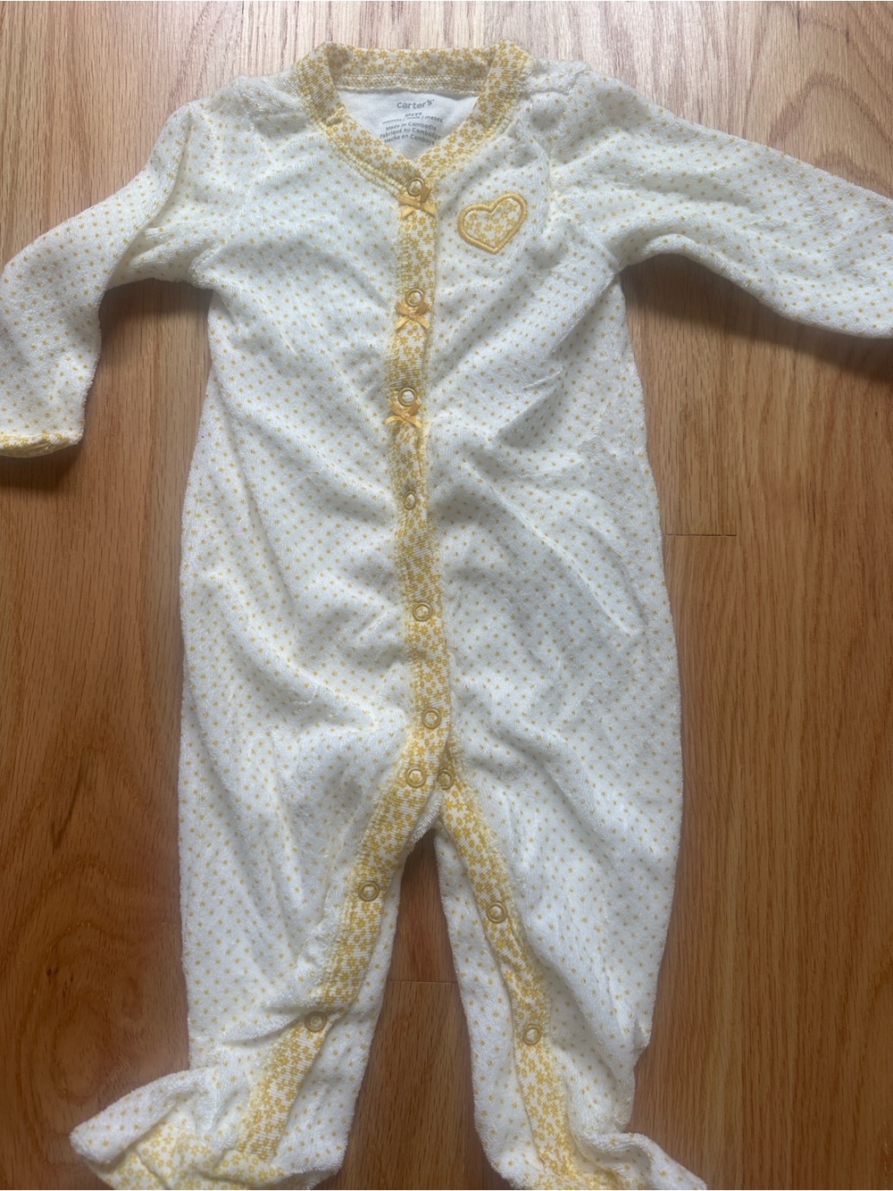 Carter's White and Yellow Dot Footed One-Piece